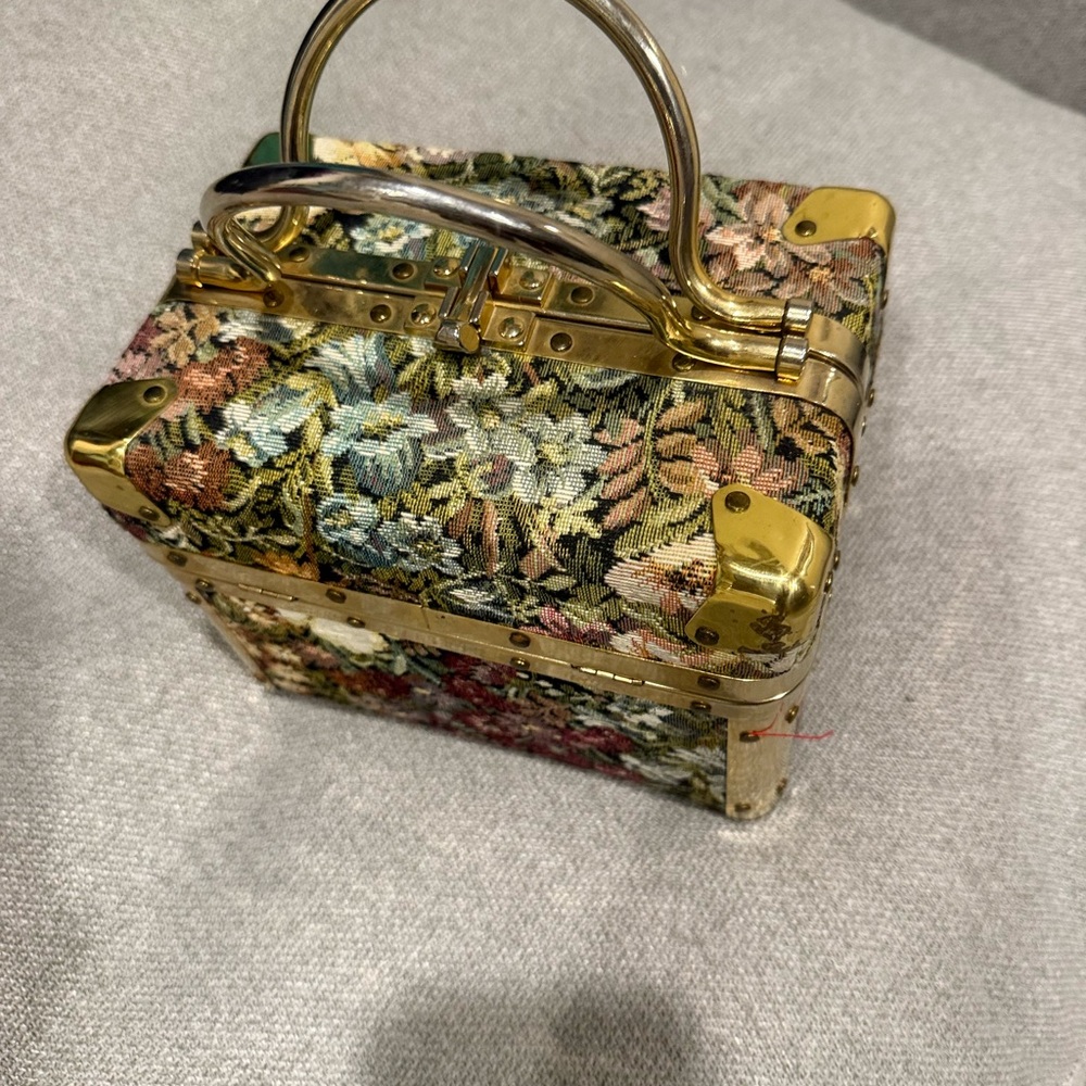 Floral Tapestry Box with Gold Accents